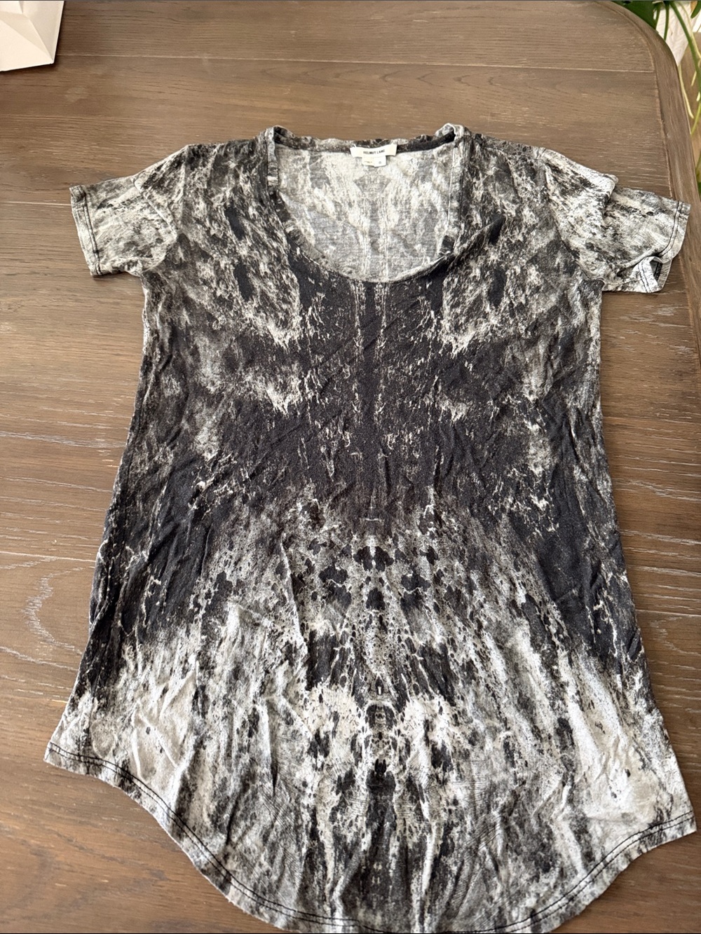 Helmut Lang Black & White Tie-Dye Short Sleeve Tee